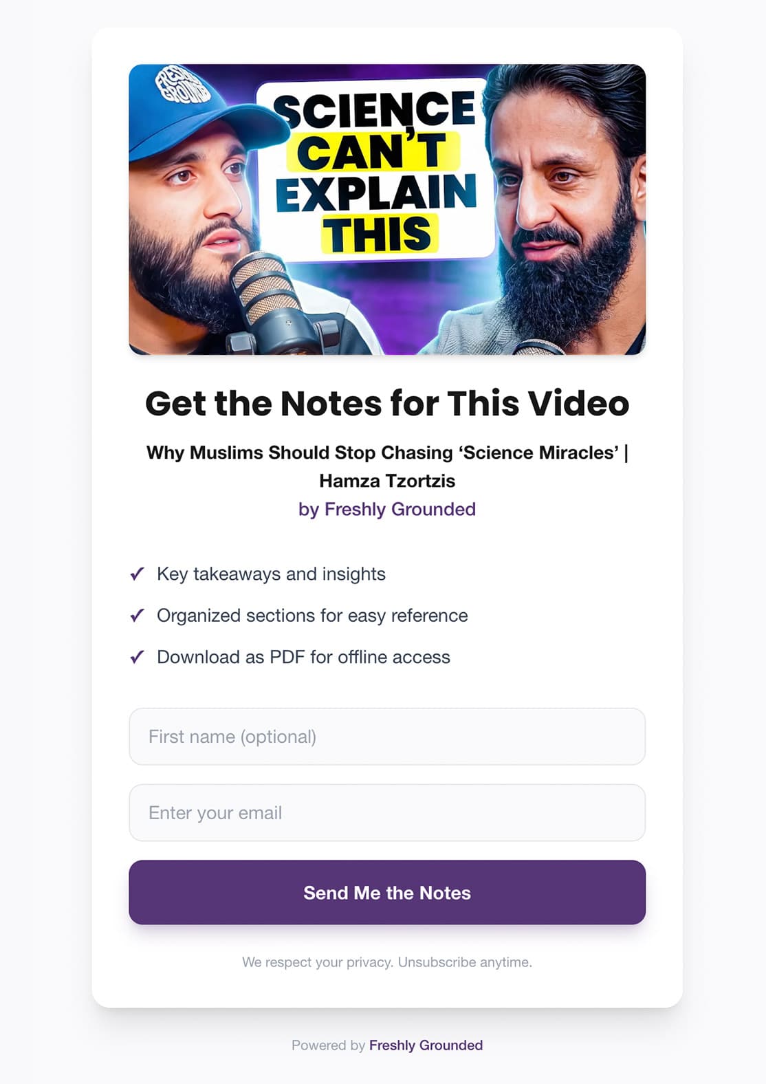Freshly Grounded Notes Landing Page